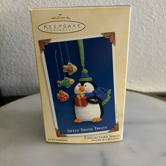 Hallmark Keepsake Ornament SWEET TOOTH TREATS Porcelain  Dated 2005 Penguin New - Picture 1 of 4